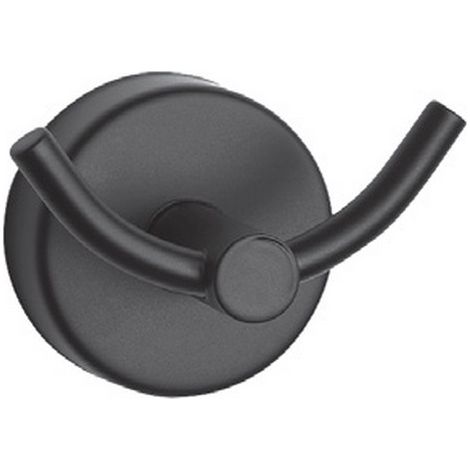Appendino doppio gancio design curvo in acciaio inox finitura nera opaca   Monde-N kamalu
