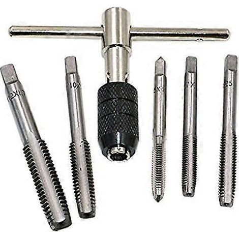 Satz mit 6 verstellbaren metrischen Gewindebohrern mit T-Griff M6 / M7 / M8 / M10 / M12