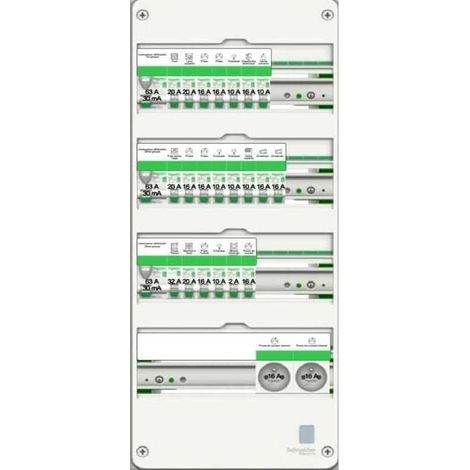 Schneider Electric – Tableau équipé à encastrer 13 modules R9HPNFC15145M – 4 rangées – Conforme NF C 15-100 – Installation rapide et fiable