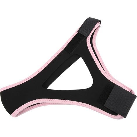Mentonnière anti-ronflement réglable et respirante, ceinture de soutien de la mâchoire (noire avec bordure rose) (1/5)