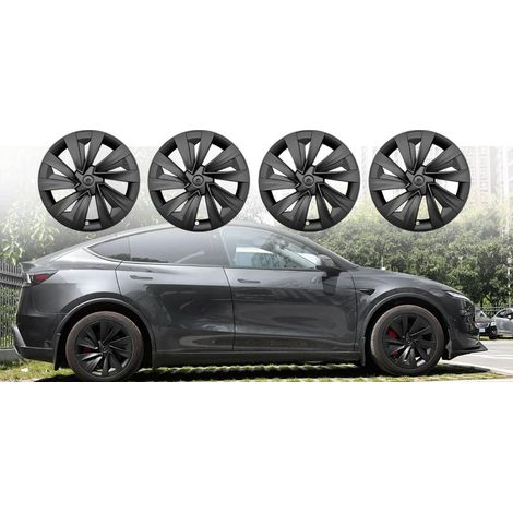 2025 2026 Model Y 19 Pouces Jantes Accessoires, Hubcaps for Model Y,Surface mateWheel Cover HubCaps Compatible for Model Y 2025, Accessories, Set of 4 (Asymmetry)