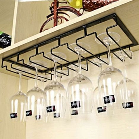 Porte-Verres Suspendu - Support De Verre À Vin Avec 5 Rails Pour 10-15 Verres, 50 X 22,5 X 5,5 Cm