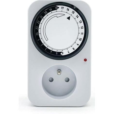 Prise de courant de programmateur avec trou de protection, prise de minuterie de 24 heures programmateur de minuterie mécanique quotidienne 220V prise de minuterie programmable (1/5)