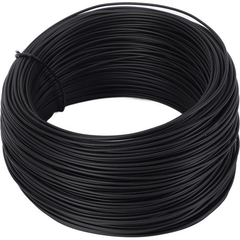Rouleau de fil d'attache en fer galvanisé, 0.75mm, 50m, enduit de PVC pour relier les barres de renfort et les câbles à fibres optiques, noir (1/5)