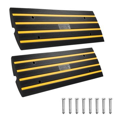 Rampe de Seuil Hauteur 6,5 cm 2PCS Rampes Trottoir Caoutchouc Capacité Charge 15 t Rampe Accès Fauteuil Roulant Antidérapante Extensible pour Quai Chargement Garage Entrée Porte 122x40,5x6,5 cm (1/3)