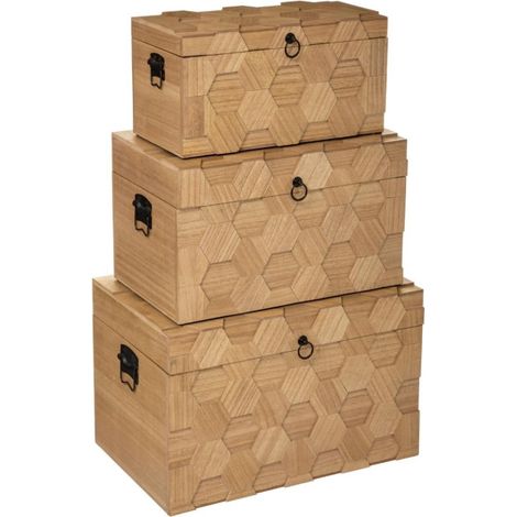 Lot de 3 Malles de Rangement "Arty" 59cm Naturel (1/5)