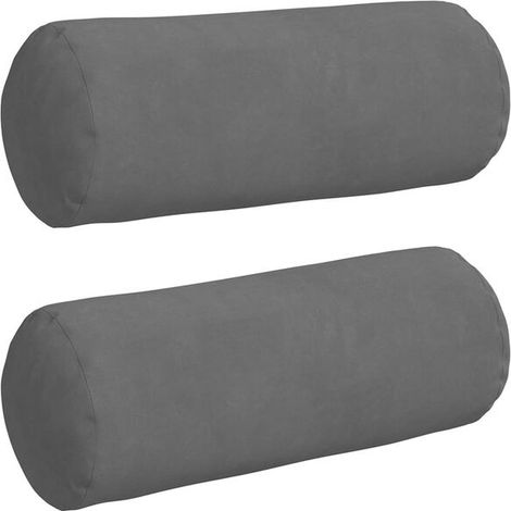 Coussins décoratifs, lot de 2, gris foncé, 15 x 40 cm de diamètre (1/5)