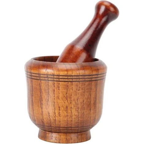 Mortier Et Pilon En Bois De Jujube - Broyeur Manuel Pour Épices Ail Gingembre - Usage Cuisine Maison - Lot De 1 (1/5)