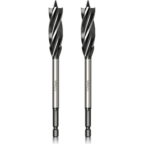 Professional Drill to Wood 17mm x 165mm x 2Pcs Bit to Tariere avce Auto-powered Tip Pilot, 1/4 Inch Rod Hexagonal Drill for the Work of the Wood (1/5)