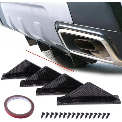 4Pcs Universal Auto Heckspoiler Carbon Fiber Auto Heckspoiler Lip Diffusor Heckspoiler Shark Gewölbte Form Splitter Zubehör (1/5)