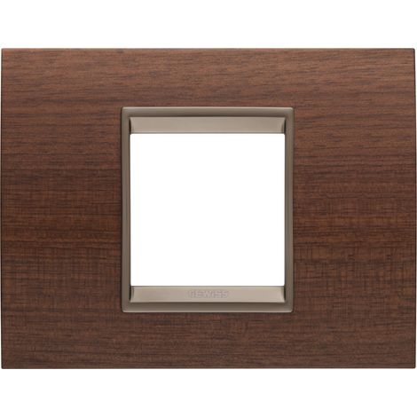 PLAQUE LUX RECTANGULAIRE 2P BOIS NOYER GEWISS GW16202WU