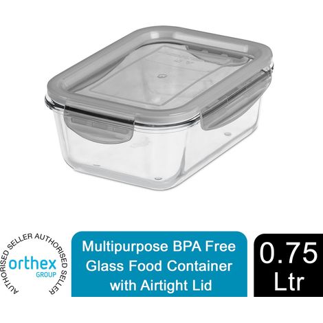 SmartStore Multipurpose BPA Free Glass Food Container with Airtight Lid, 0.75 L