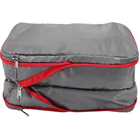 Cube de rangement compressible 9L, léger et indispensable pour les vacances et les voyages. Idéal pour ranger vêtements, chaussures et autres bagages. Sac de voyage en nylon gris. (1/5)