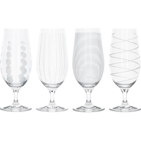 KitchenCraft Mikasa Juego de 4 Vasos Decorativos para Cerveza de Cristal, 460 ml – Efecto Plateado
