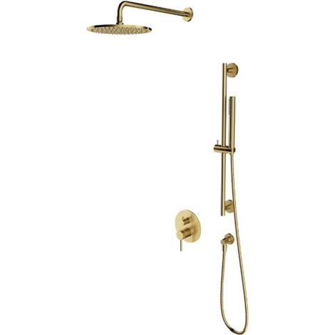 OMNIRES Y - Duschset mit Unterputzarmatur, mit Einbaukörper, Durchmesser 25 cm, Messing gebürstet SYSY47BSB (1/3)