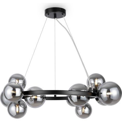 Suspension noire 11 globes fumés G9 Maytoni Dallas (1/4)