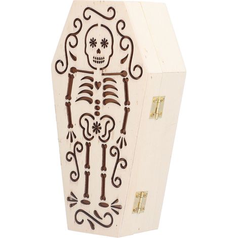 2 Stück unfertige Holzsargboxen zum Selberbauen für kleine Haustierbegräbnisse, Halloween-Partydekoration, Totenkopf-Skelett (1/5)