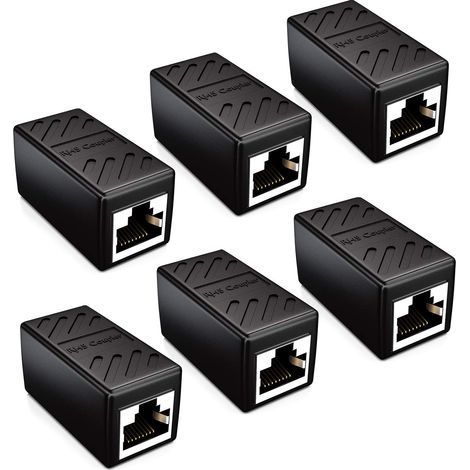 Coupleur Connecteur de Câble Câbles de Réseau Câble Patch Câble Ethernet Adaptateur Modulaires Blindée 2x Prise Femelle RJ45 DSL LAN Noir (1/5)