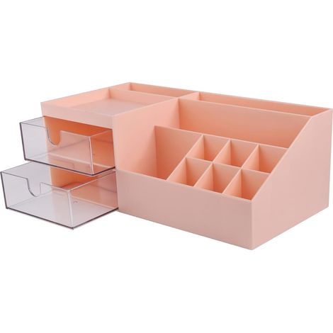 Organisateur De Maquillage Rangement Cosmétiques, Idéal pour Salle De Bain, Commode, Vanité Et Comptoir, Petite boîte de Rangement avec 6 Compartiments 24.5129.1CM Rose (1/2)