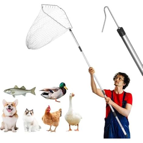 Filet de ramassage de poules en acier inoxydable pour volaille et animaux de plein air 180 cm (1/5)