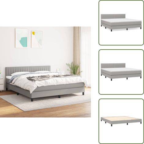 The Living Store Boxspringbett mit Matratze Hellgrau 160x200 cm Stoff - Boxspringbett - Doppelbett - Schlafraumgestaltung - Bettenausstattung - Lattenrost
