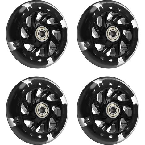 4pcs Roues en Cristal Lumineuses Silencieuses de Noir Moyeu avec Roulements Clignotant 3 Couleurs Roues de Rechange pour Scooter 100x100mm (1/5)
