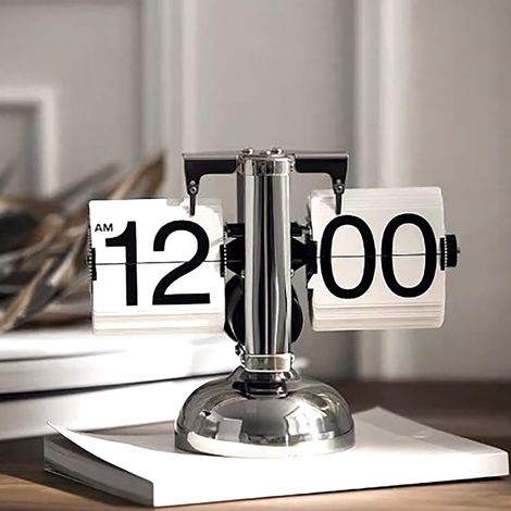 Horloge numérique à bascule rétro minimaliste, horloge mécanique automatique à un pied, horloge de bureau pour la maison et le salon, blanche (1/5)
