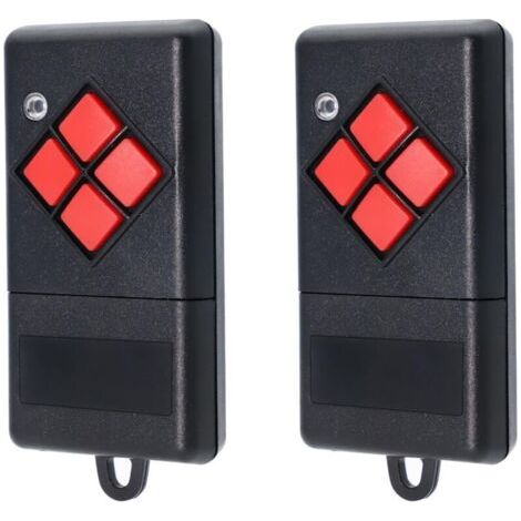 Set of 2 wireless garage door remote controls - Compatible with Dicket MAHS40-01, MAHS40-04 handheld transmitters, 4 buttons, red button