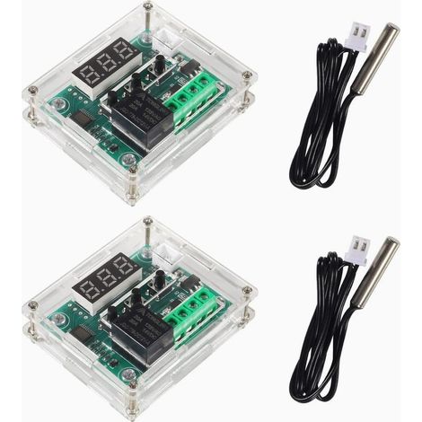 2 Pièces Module de Contrôleur de Température avec sonde NTC étanche -50110 ℃, Module de Thermostat Numérique à Affichage XH W1209 avec Sonde NTC Etanche, Commutateur de Module de Contrôle (1/5)
