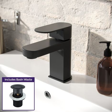 Eclipse Contemporary Matte Black Basin Sink Mono Mixer Tap And Waste (1/5)