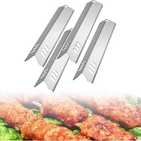 Lot de 4 plaques chauffantes pour barbecue en acier inoxydable - Pièces de rechange pour la plupart des barbecues à gaz (1/5)