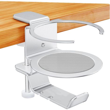 Support de Verre de Bureau Support Rotatif à 360 ° pour économiser de l'espace Support de Casque de Jeu PC sous Le Bureau pour Le Bureau à Domicile (Argent) (1/5)