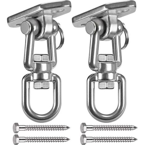 Plaque de fixation à crochet avec fourche pivotante en acier inoxydable pour balançoires, hamacs et chaises suspendues - plaque de fixation rotative pour une suspension stable (1/3)