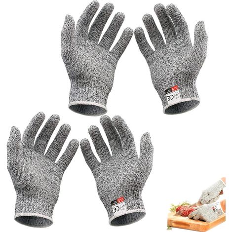 2 Paires Gants Anti Coupure Niveau A9/F, Conformes Aux Normes De Sécurité Les Plus Strictes, Gants Anti Coupure Cuisine, 100% Sûrs Pour Les Aliments, Sans Pfas, (Gris) (1/5)