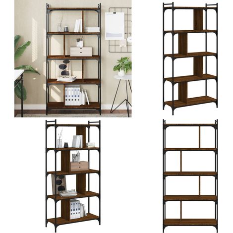 Bibliothèque 5 niveaux chêne brun 76x32x158cm bois d'ingénierie - Bibliothèque Murale - Bibliothèque Design - Bibliothèque Moderne - Étagère Bois - Meuble Rangement - Home & Living (1/5)