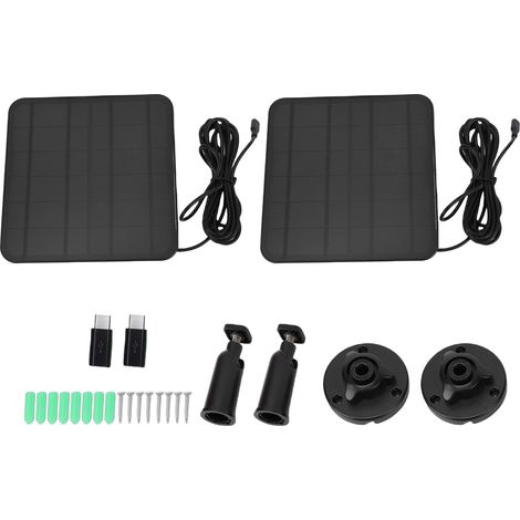 Confezione da 2 pannelli solari da 12 W per telecamere di sorveglianza, impermeabili IP65, in silicone monocristallino, con supporto regolabile a 360° e cavo da 3 m. (1/5)