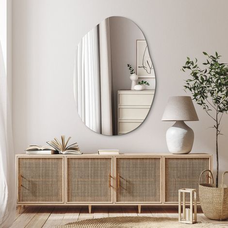 Asymmetrischer Spiegel 55x80cm Badspiegel Asymmetrischer Organischer Wandspiegel Dekorative Spiegel für Badezimmer Wohnzimmer Schlafzimmer Gäste WC