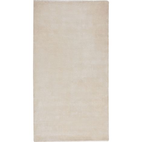 Tapis de Salon Bureau Moderne en Soie Artificielle 80 x 150 cm Beige Clair Gesi II