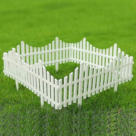 Bordures de jardin en plastique blanc, lot de 4 (dimensions totales : 244 cm de largeur x 33 cm de hauteur), blanches. (1/5)