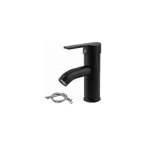 Schwarzer Waschtischhahn, Warm- und Kaltwasserhahn, Edelstahl-Badarmatur, für Waschbecken, Handwaschbecken, einstellbar