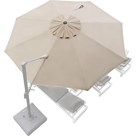 Telo parasole a 8 stecche, 3 m/3,5 m, copertura per ombrellone da giardino a sbalzo, tendalino di ricambio, telo per ombrellone da patio, protezione UV, copertura di ricambio (kaki chiaro, 3,5 m) (1/5)
