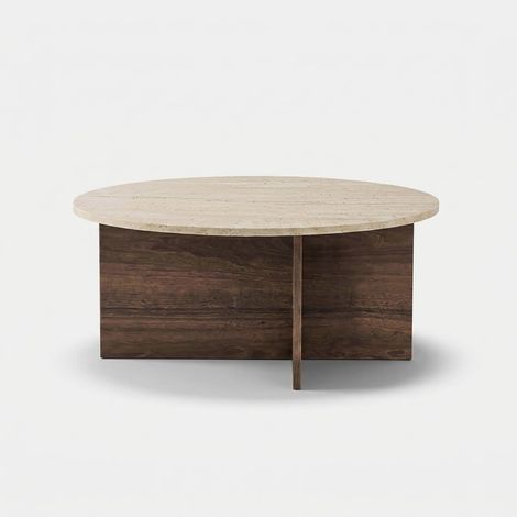 Runder Couchtisch in Marmor- und Holzoptik Soleil (1/4)