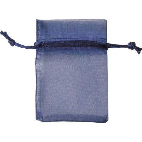 ETM Sacchetto Bag Organza con Tirante Bomboniera Portaconfetti 8 x 10 Cm Blu 10 Pz (1/3)
