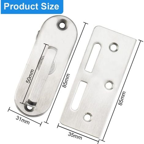Verrou Porte en Acier Inox Loquet Porte Antirouille Verrou Porte Coulissante à Visser Verrou de Sécurité Fermeture Porte Loquet Verrou Porte Garage pour Porte Grange Sécurité Garage-8531mm (1/4)