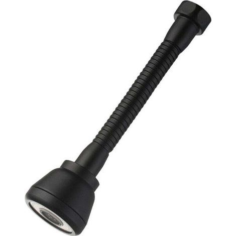 Tête de robinet rotative à 360 ° Rallonge de robinet de cuisine anti-éclaboussures avec 3 modes d'économie d'eau Tête de robinet en cuivre noir (Long) (1/4)