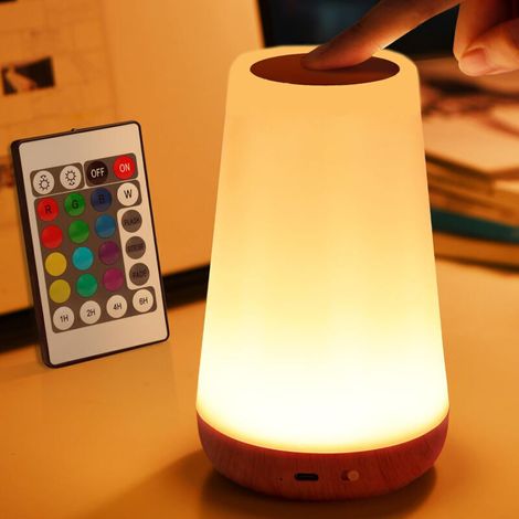 Lampe de chevet LED tactile ACKERMAN avec 13 couleurs RGB, rechargeable USB, minuterie et contrôle tactile – ambiance relaxante pour chambre et camping (1/5)