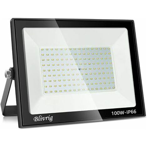 100W Projecteur LED Exterieur Blanc Chaud Eclairage 3000K, 10000LM Spot LED Extérieur IP66 Imperméable Mur Plafond Sol, pour Terrasse, Patio, Chemins, Stades, Usines, Garage, Jardi BLOW (1/5)