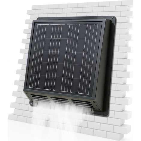 Ventilateur de toit solaire : ventilateur d'échappement haute vitesse 2500 tr/min avec panneau solaire monocristallin 12 V, étanchéité IP67, 33 x 33 x 8,9 cm, pour grenier, garage, camping-car, abri (1/5)