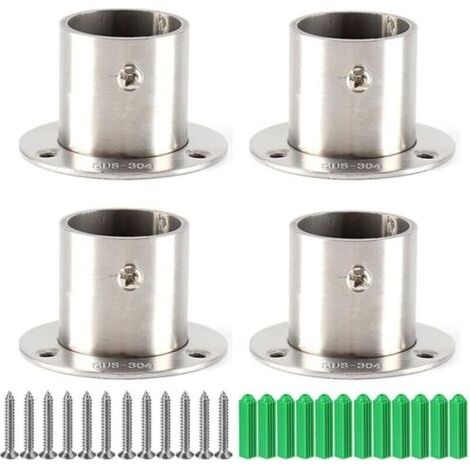 4 x Support Barre Penderie avec Vis,Support de Bride pour Penderie,Support de Tringle à Rideau 25 mm,Support Barre Penderie,Support de Tringle à Penderie en Acier Inoxydable (1/4)