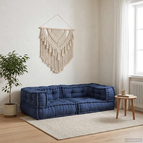 Unidad de Sofá Modular 3 pcs Añil 140 x 70 x 36 cm Tela